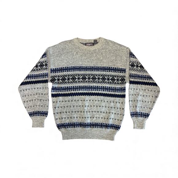 Anchor Blue Mens Vintage Holiday Knit Crewneck Sweater in Gray size L - Picture 2 of 6